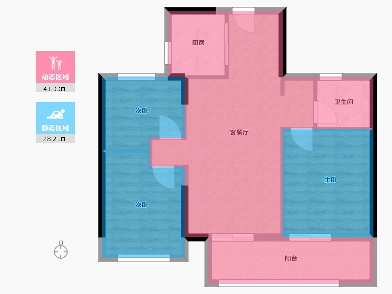 福建省-福州市-保利云上-64.00-户型库-动静分区