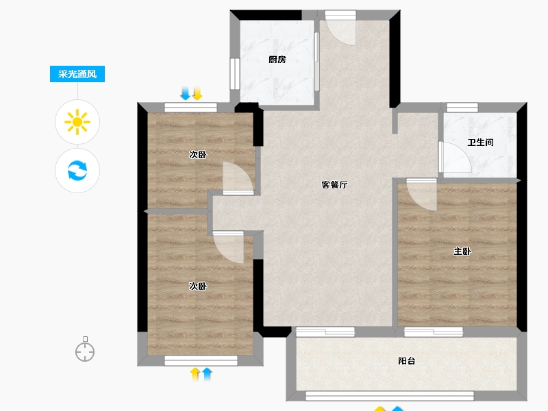 福建省-福州市-保利云上-64.00-户型库-采光通风