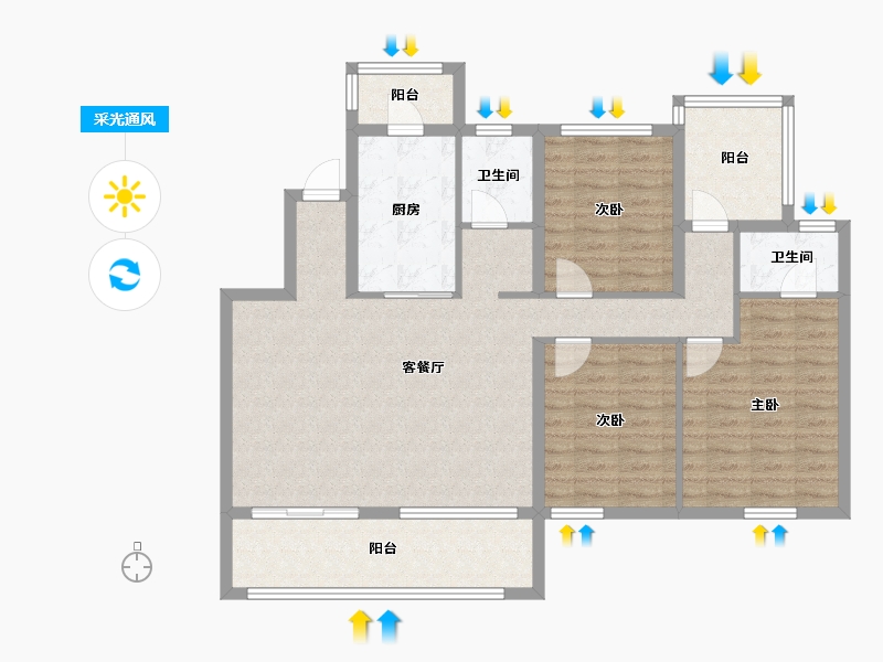 湖北省-宜昌市-联投玖玺台-106.01-户型库-采光通风