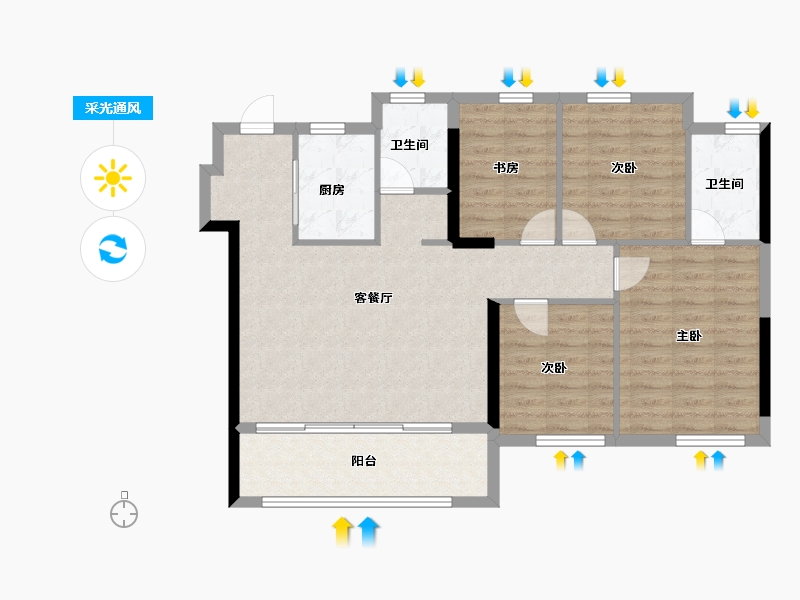 福建省-福州市-保利云上-92.00-户型库-采光通风