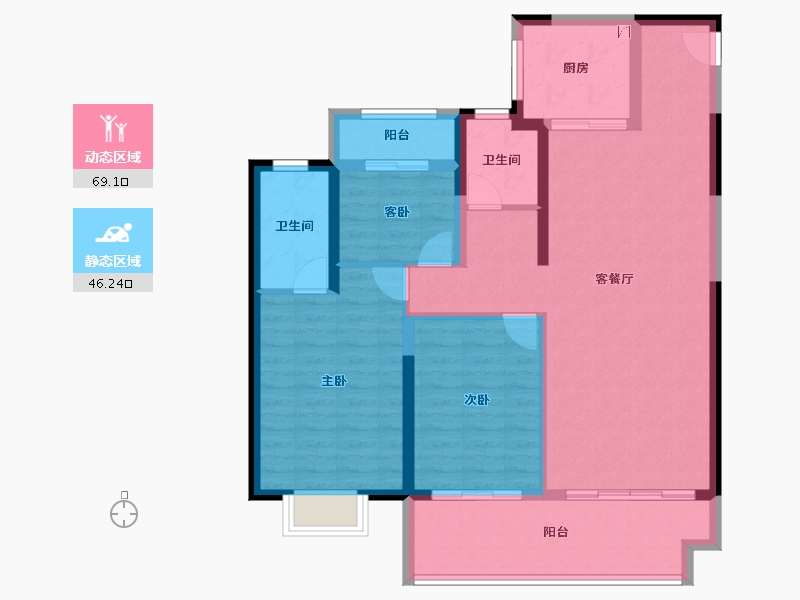 河南省-郑州市-郑州洺悦融园-103.21-户型库-动静分区