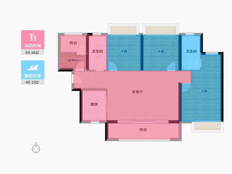 广东省-惠州市-新城香悦澜山-101.61-户型库-动静分区