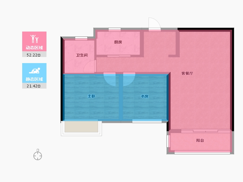 广东省-佛山市-万科金域蓝湾-65.59-户型库-动静分区