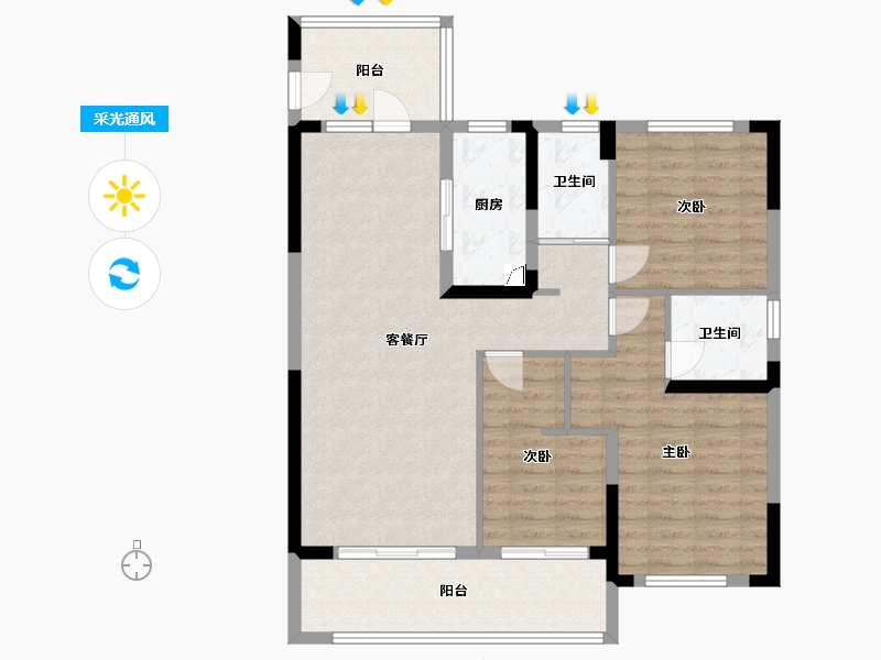 湖北省-黄冈市-碧桂园-98.00-户型库-采光通风