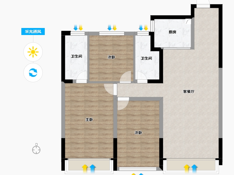 河北省-石家庄市-绿城春和印月-93.60-户型库-采光通风