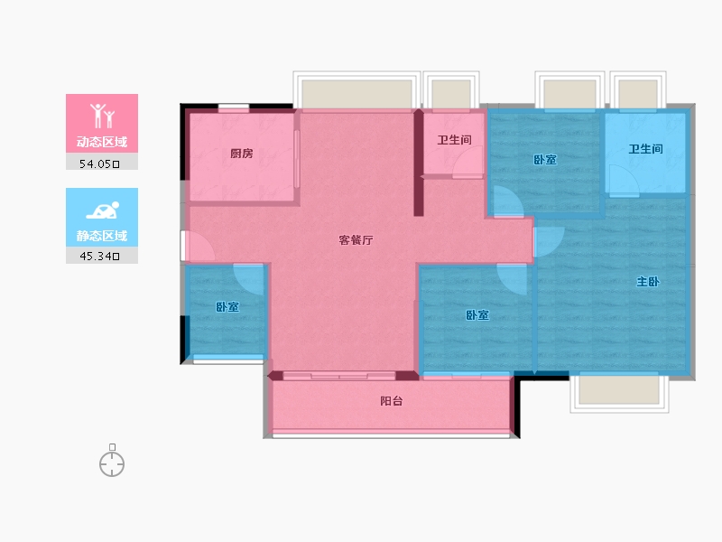 广东省-江门市-保利中央公馆-90.41-户型库-动静分区