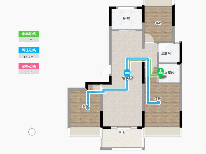 浙江省-杭州市-华城茶语华邸-90.40-户型库-动静线