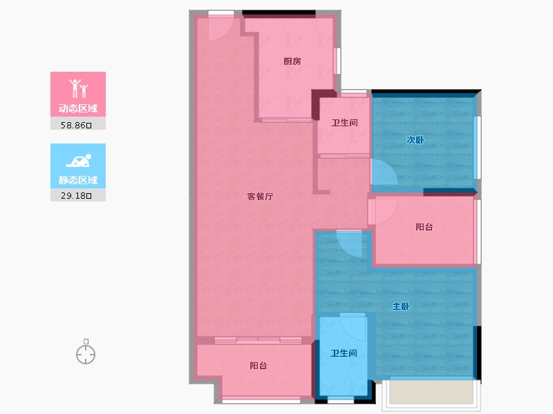 广东省-佛山市-高明碧桂园花城荟-78.54-户型库-动静分区