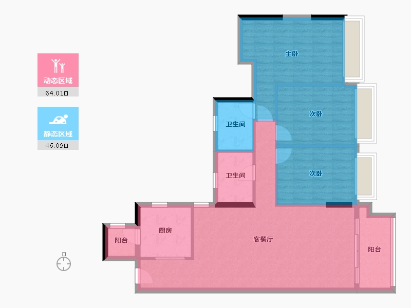 广东省-佛山市-广佛新世界花园洋房-99.80-户型库-动静分区