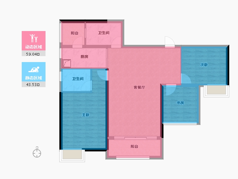 广东省-佛山市-万科金域蓝湾-91.99-户型库-动静分区