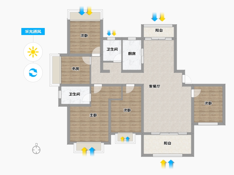 江西省-宜春市-万投·锦秀壹品-126.40-户型库-采光通风