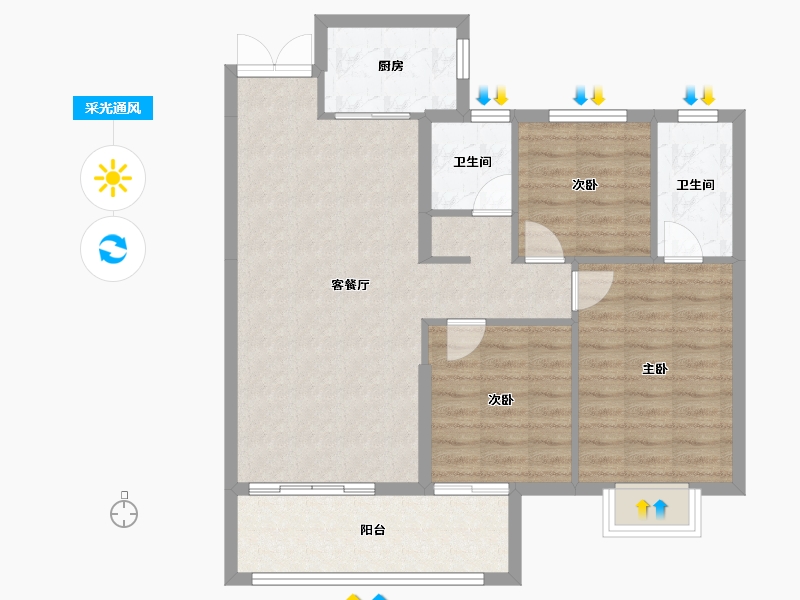 湖北省-宜昌市-中一厚德首府-85.19-户型库-采光通风