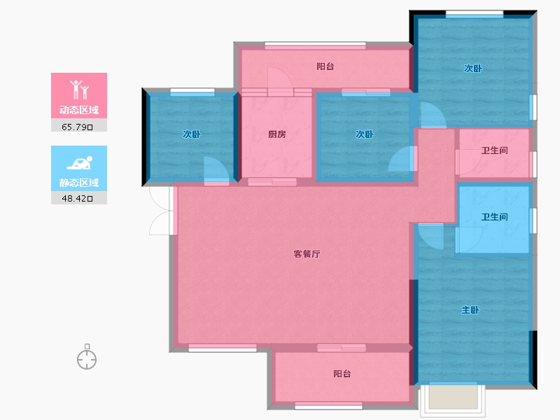 四川省-宜宾市-光明春天大院-102.00-户型库-动静分区