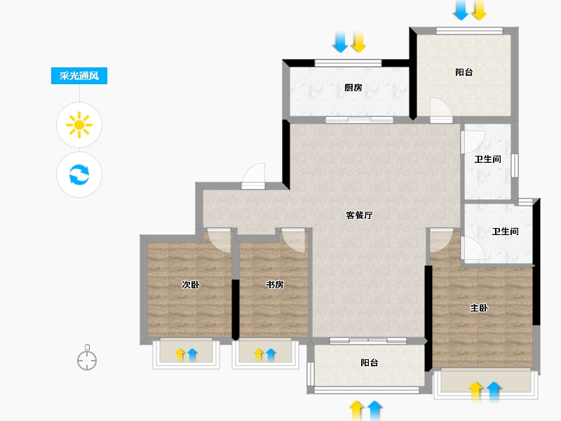 广东省-佛山市-华发滨江府-103.19-户型库-采光通风