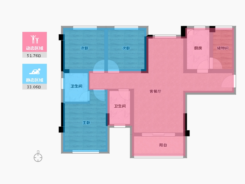 四川省-达州市-海成·西辰云著-73.62-户型库-动静分区