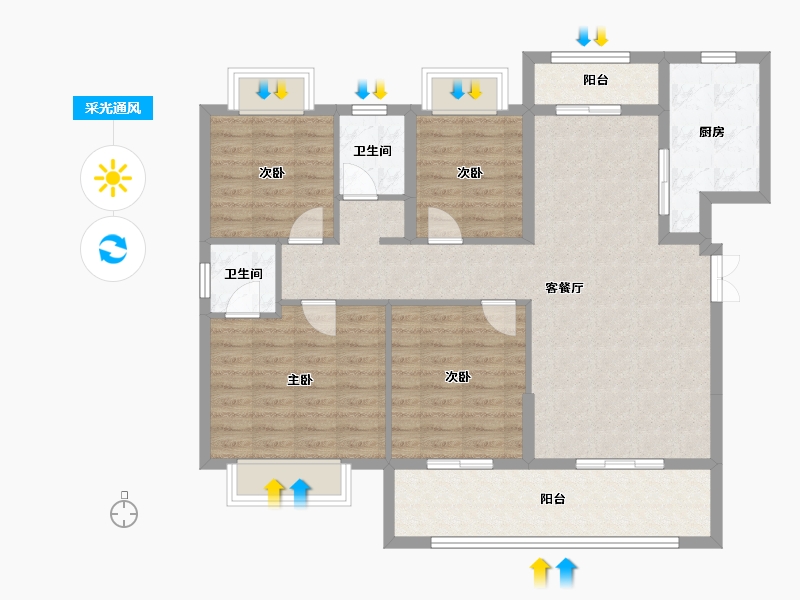 湖北省-宜昌市-中一厚德首府-104.97-户型库-采光通风