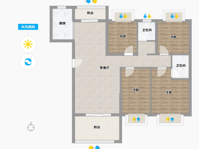 湖北省-宜昌市-中一厚德首府-95.96-户型库-采光通风