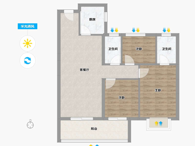 湖北省-宜昌市-中一厚德首府-75.36-户型库-采光通风