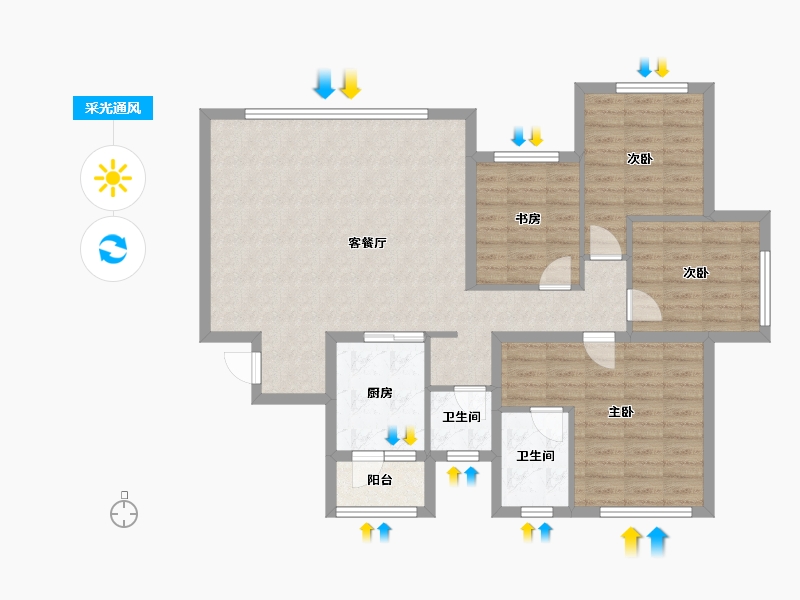 四川省-成都市-华润置地建发天府和鸣-102.40-户型库-采光通风