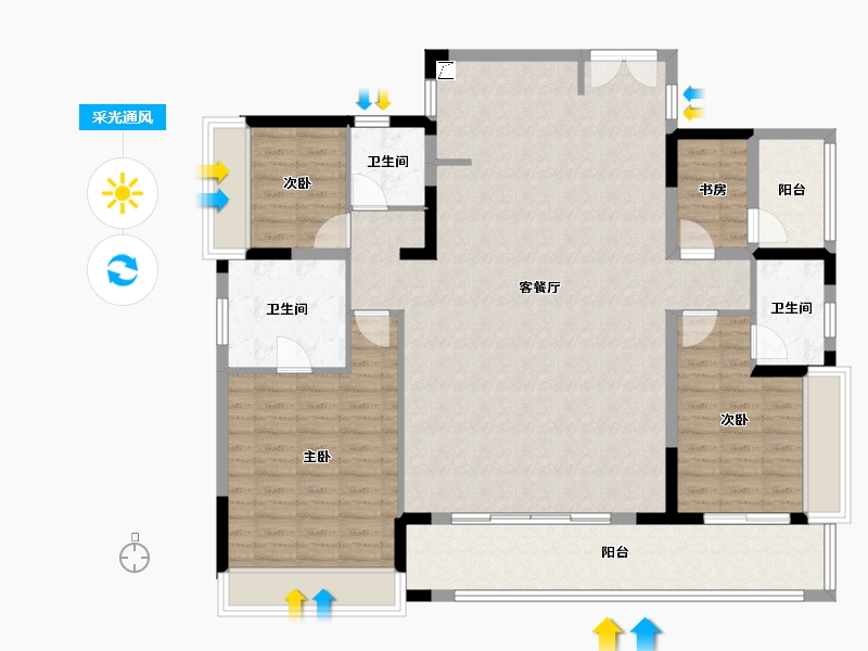 上海-上海市-中铁建·信达·花语天宸-134.40-户型库-采光通风