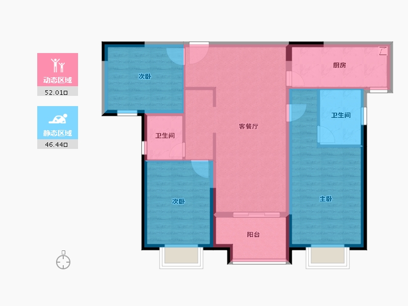 陕西省-西安市-万科东望-88.00-户型库-动静分区