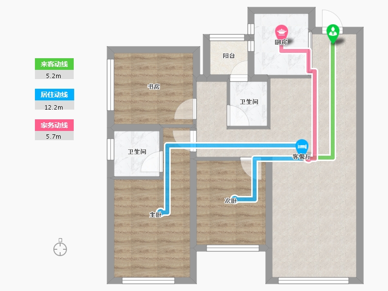 四川省-成都市-华润置地建发天府和鸣-72.00-户型库-动静线