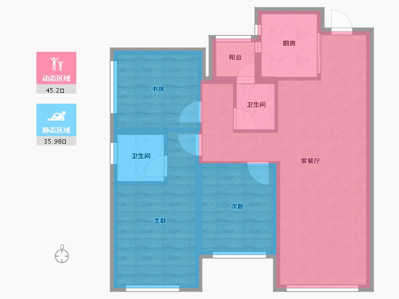 四川省-成都市-华润置地建发天府和鸣-72.00-户型库-动静分区