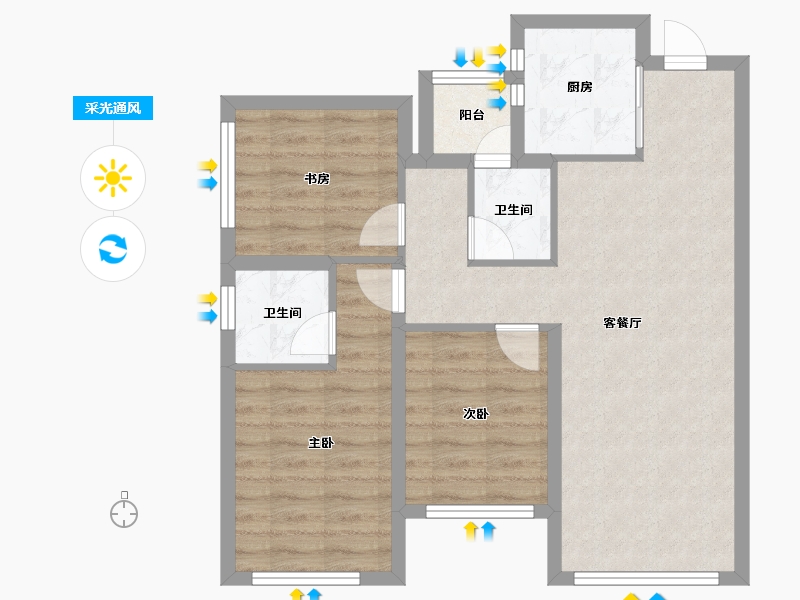 四川省-成都市-华润置地建发天府和鸣-72.00-户型库-采光通风