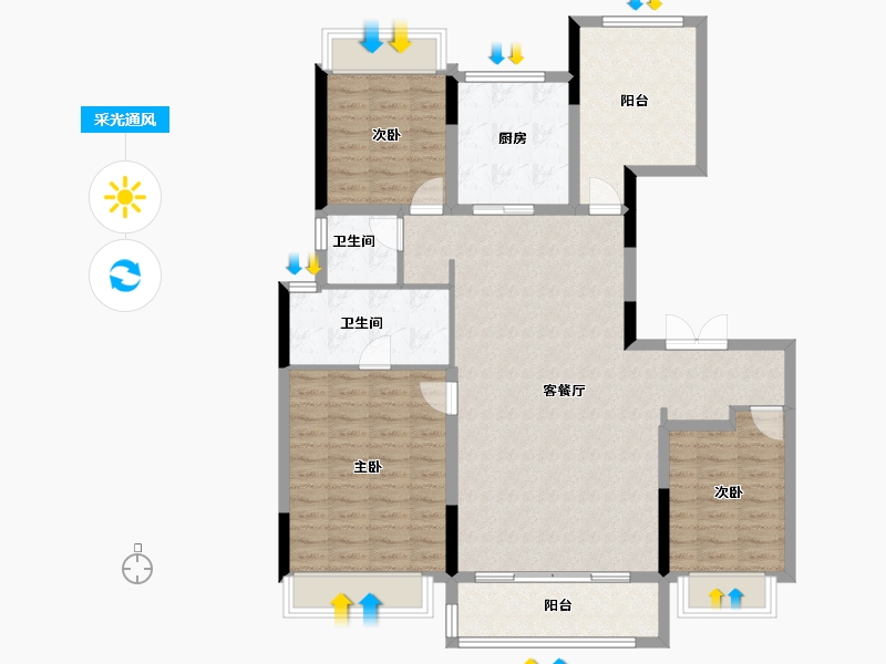 广东省-佛山市-越秀•阅湖台-114.40-户型库-采光通风