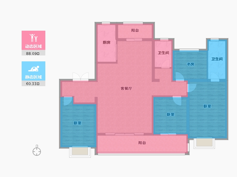 山东省-济宁市-济宁华侨城·运河1283·云水岸-133.31-户型库-动静分区