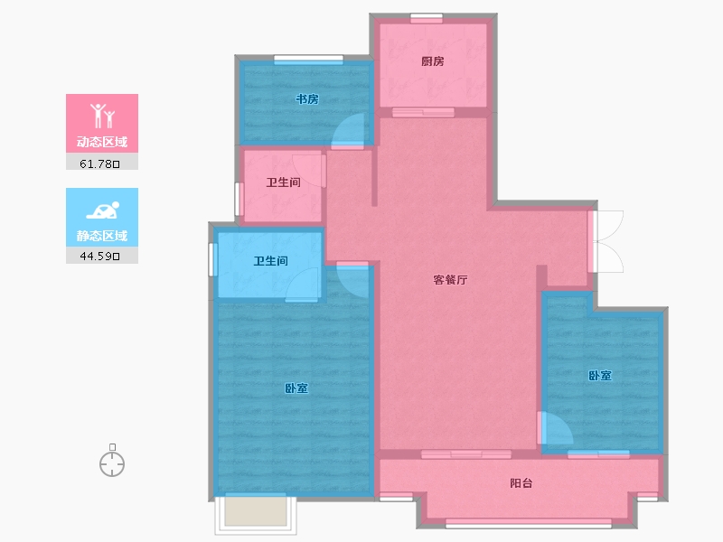 山东省-济宁市-济宁华侨城·运河1283·云水岸-95.20-户型库-动静分区