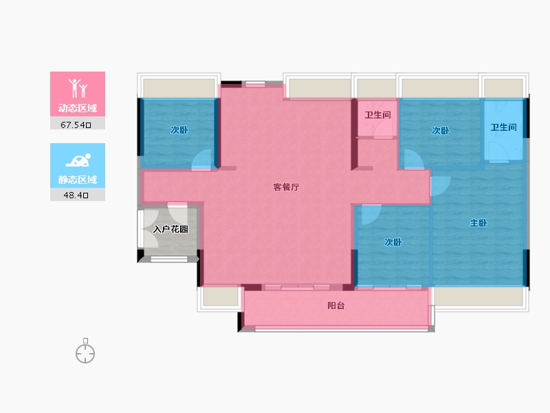 上海-上海市-中铁建·信达·花语天宸-109.61-户型库-动静分区