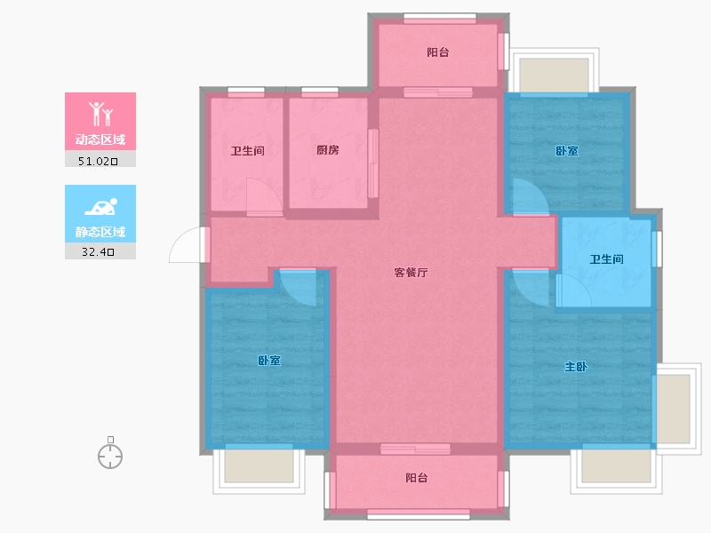 广东省-珠海市-展科花园-73.43-户型库-动静分区