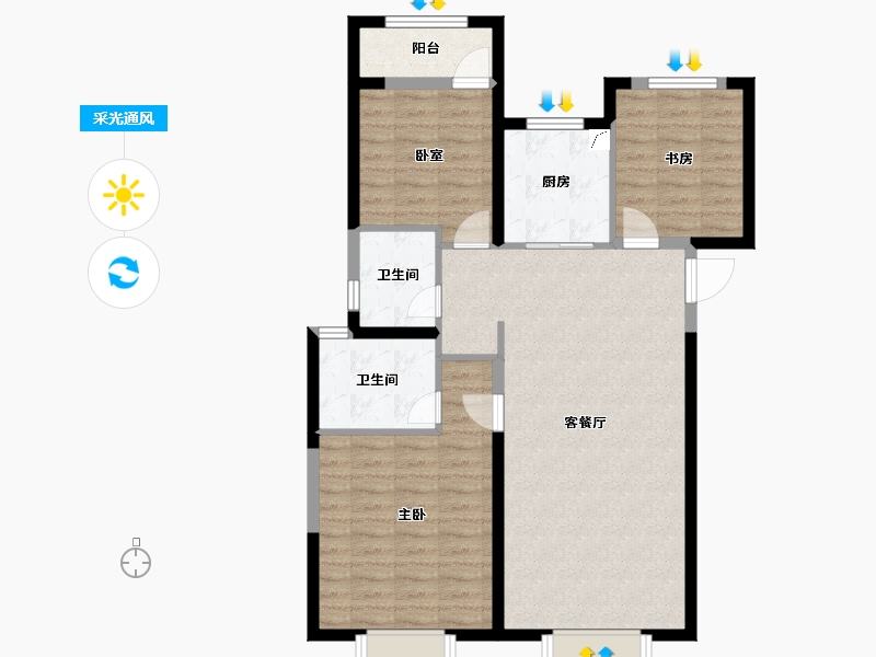 陕西省-西安市-紫薇樾湾府-91.20-户型库-采光通风