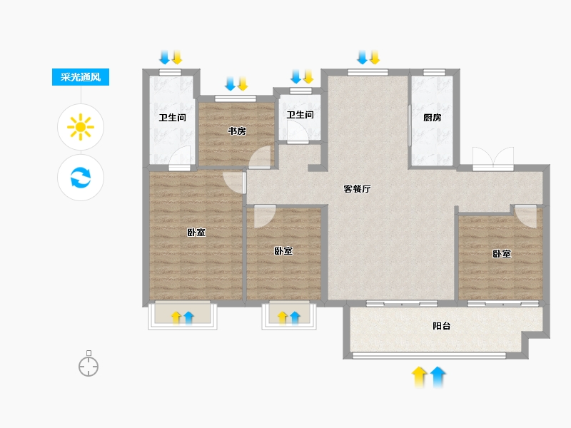 山东省-济宁市-济宁华侨城·运河1283·云水岸-114.40-户型库-采光通风