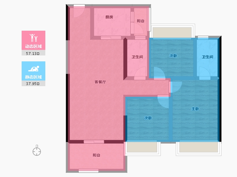 广东省-江门市-盛安江畔-83.34-户型库-动静分区