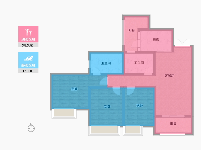 四川省-成都市-天府公园观澜8号-92.80-户型库-动静分区