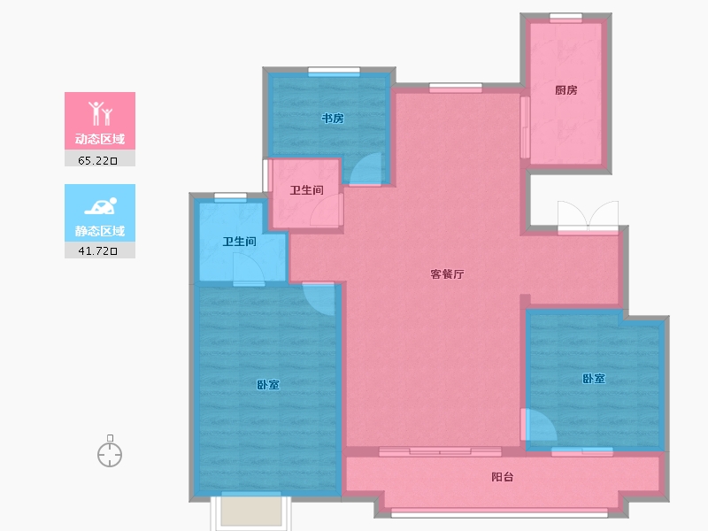 山东省-济宁市-济宁华侨城·运河1283·云水岸-96.23-户型库-动静分区