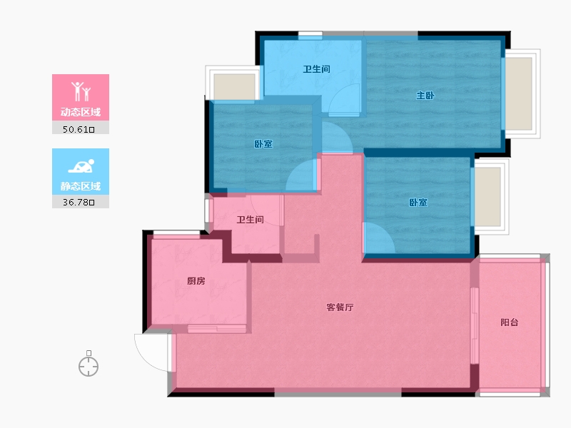 云南省-昆明市-保利阳光城翡丽公园Ⅲ期-77.60-户型库-动静分区