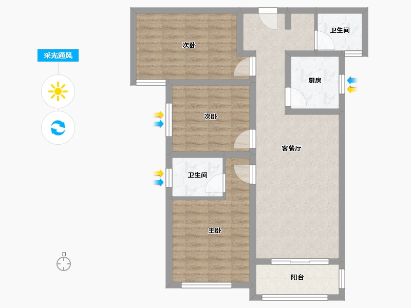 甘肃省-庆阳市-上河嘉苑-78.66-户型库-采光通风