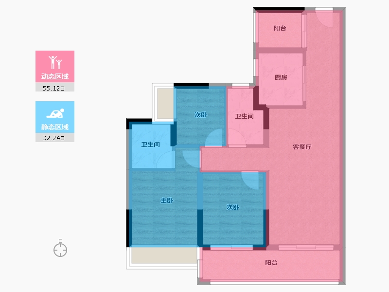 上海-上海市-中铁建·信达·花语天宸-77.61-户型库-动静分区