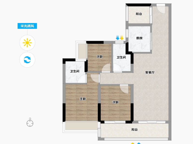 上海-上海市-中铁建·信达·花语天宸-77.61-户型库-采光通风