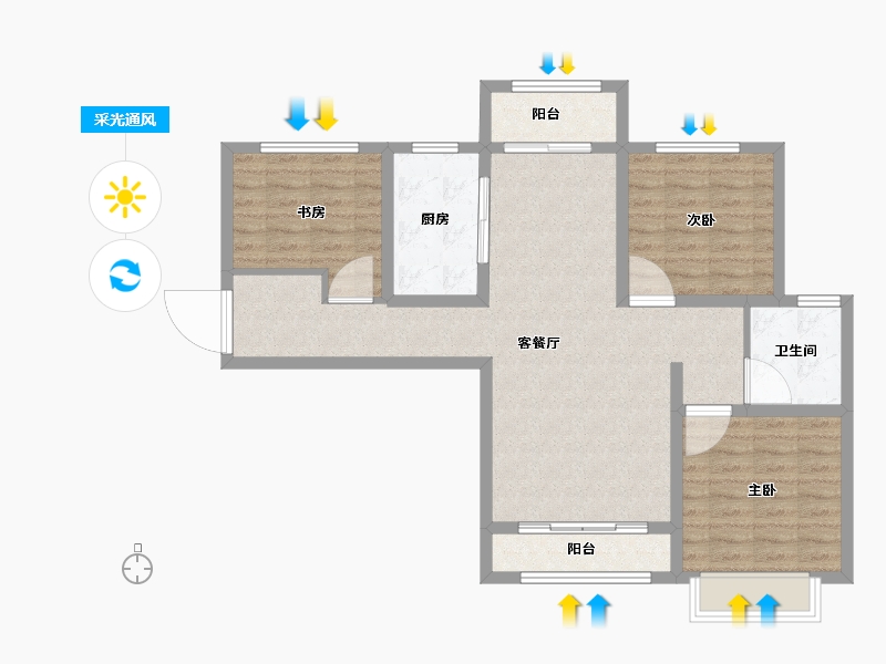 山西省-晋城市-康馨佳园-90.40-户型库-采光通风