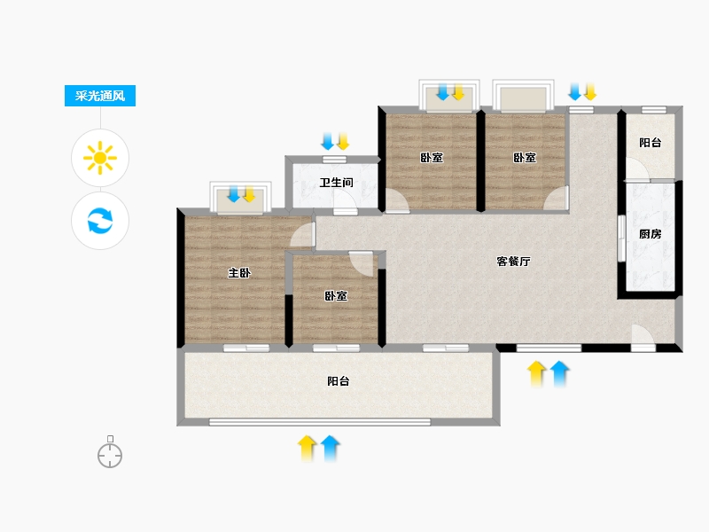 云南省-玉溪市-邦泰·云玺-118.91-户型库-采光通风