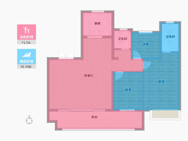 山东省-济宁市-济宁华侨城·运河1283·云水岸-104.00-户型库-动静分区