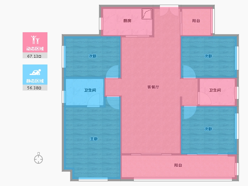 上海-上海市-中铁建·信达·花语天宸-113.60-户型库-动静分区