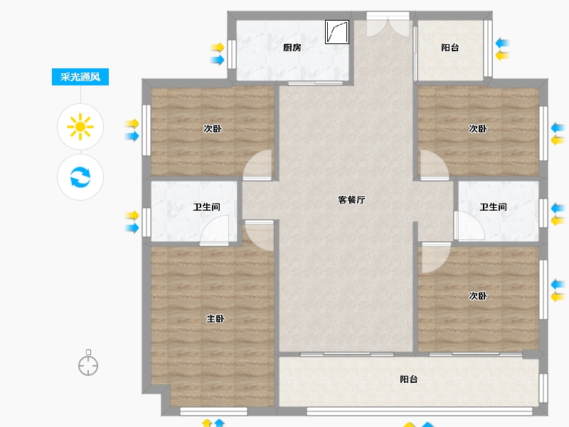 上海-上海市-中铁建·信达·花语天宸-113.60-户型库-采光通风