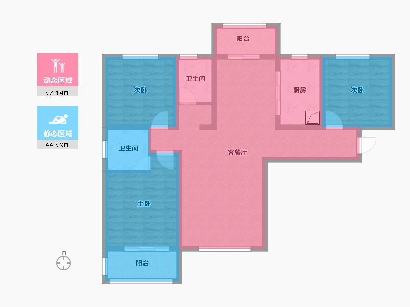 甘肃省-庆阳市-上河嘉苑-89.38-户型库-动静分区