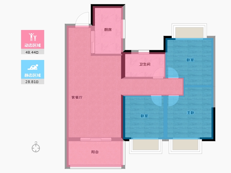 云南省-昆明市-保利阳光城翡丽公园Ⅲ期-68.80-户型库-动静分区