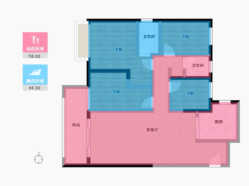 四川省-成都市-海伦堡玖悦府-89.55-户型库-动静分区